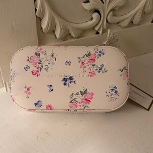 cupcakes & cashmere Floral  Jewelry Travel Pouch   - Cream and Pink